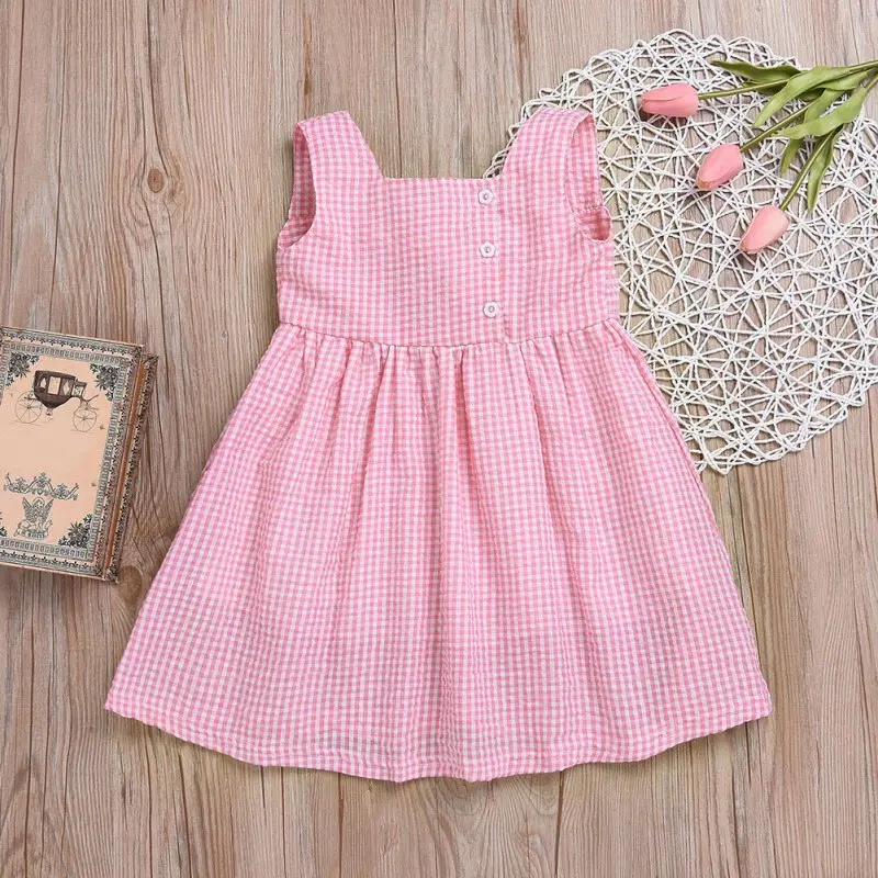 

Summer Casual Baby Cotton Print Party Style Toddler Sundress Simple Kids Clothes Dress Pageant Sleeveless Girls Baby