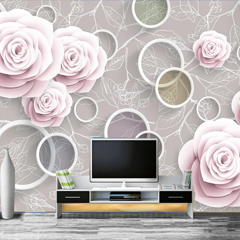 

Custom 3D Modern Photo Wallpapers Non woven Embossed Wallpaper for Living Room Bedroom Romantic Flowers Decor 3d Wall Covering