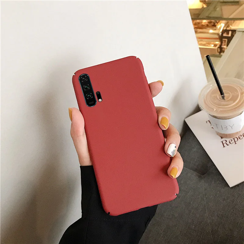 Simple Matte Solid Color Hard Cases for Huawei Honor 5A 5C 5X 6A 6X 7X 8 9 Lite 9i Note 10 Play 8X Max 5C 8A V20 PC Protect Case - Цвет: Красный