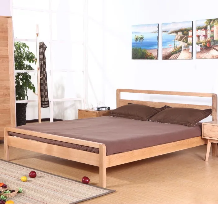 Korean Version 1.8 Offwhite Wood Bed Bed Double Oak Wild Original