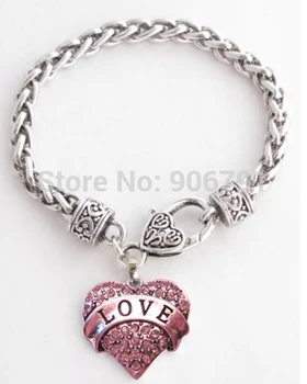 

Love with pink Crystal Heart jewelry