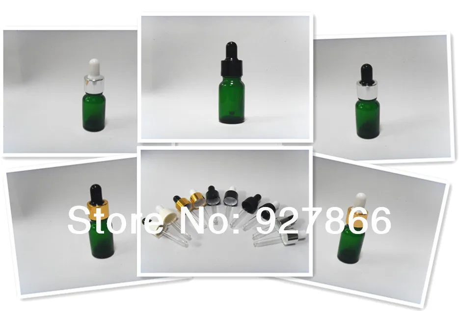 540 шт. упаковке 10 мл-0.33 унц. зеленого стекла пипетки бутылки/VAILS для эфирное масло, косметика контейнер, U выбрать цвет крышки