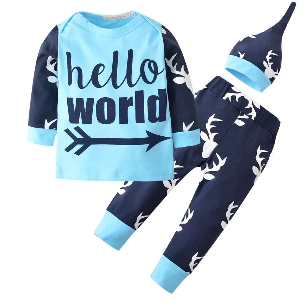 New 2019 Autumn Baby Boy Clothing Set Long Sleeve Deer Printing T shirt