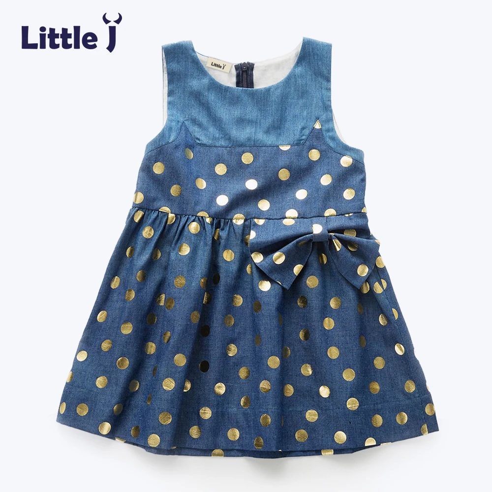 Clearance Dot Bow Girl Dress Summer Children Sleeveless Kids Princess