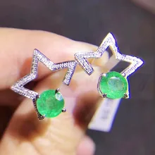 Naural изумрудные серьги-гвоздики из 925 стерлингового серебра для мужчин и женщин 0.25ct* 2шт драгоценный камень звезда Стиль# J18101407