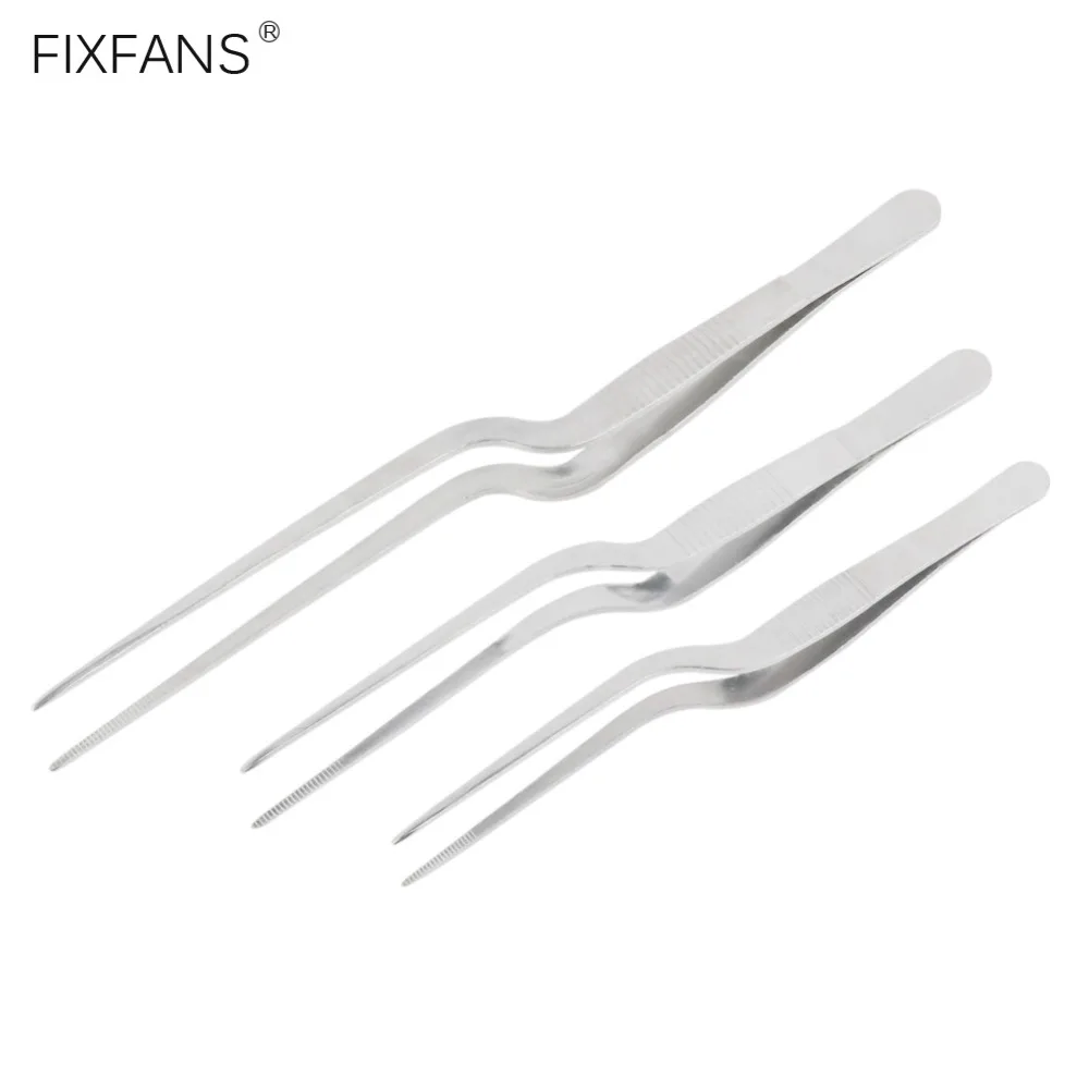 FIXFANS-1Pc-Precision-Medical-Long-Curved-Tweezers-Non-slip-Stainless-Steel-Dental-Bend-Forceps-Picking-Tool-14cm-16cm-20cm