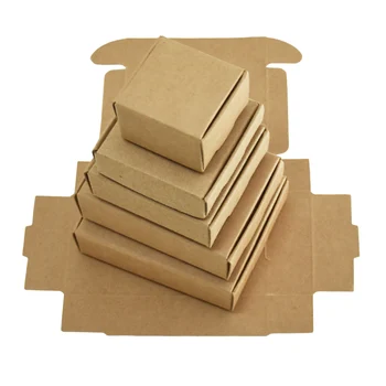 

20Pcs Vintage Brown Paper Boxes Foldable Small Kraft Cardboard Handmade Soap Candy Packaging Box Wedding Party Favor GiftsBoxes