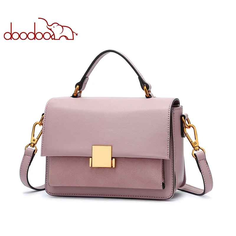 DOODOO العلامة التجارية المرأة حقيبة يد الإناث الكتف Crossbody حقائب السيدات بو جاكيت جلدي-مقبض حقيبة ساع بلون أزياء حمل