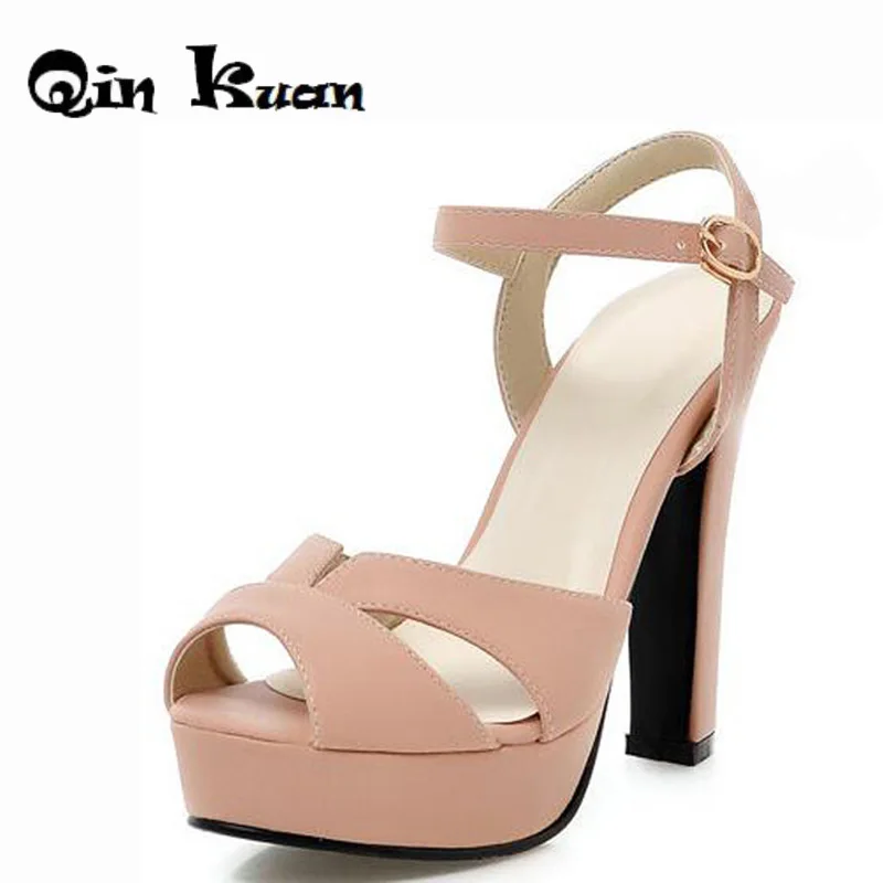 

Loslandifen European Women High Heels Bukle Strap Sandals Summer Ladies Platform Nightclub Thick Heel Shoes Big Size 32-43