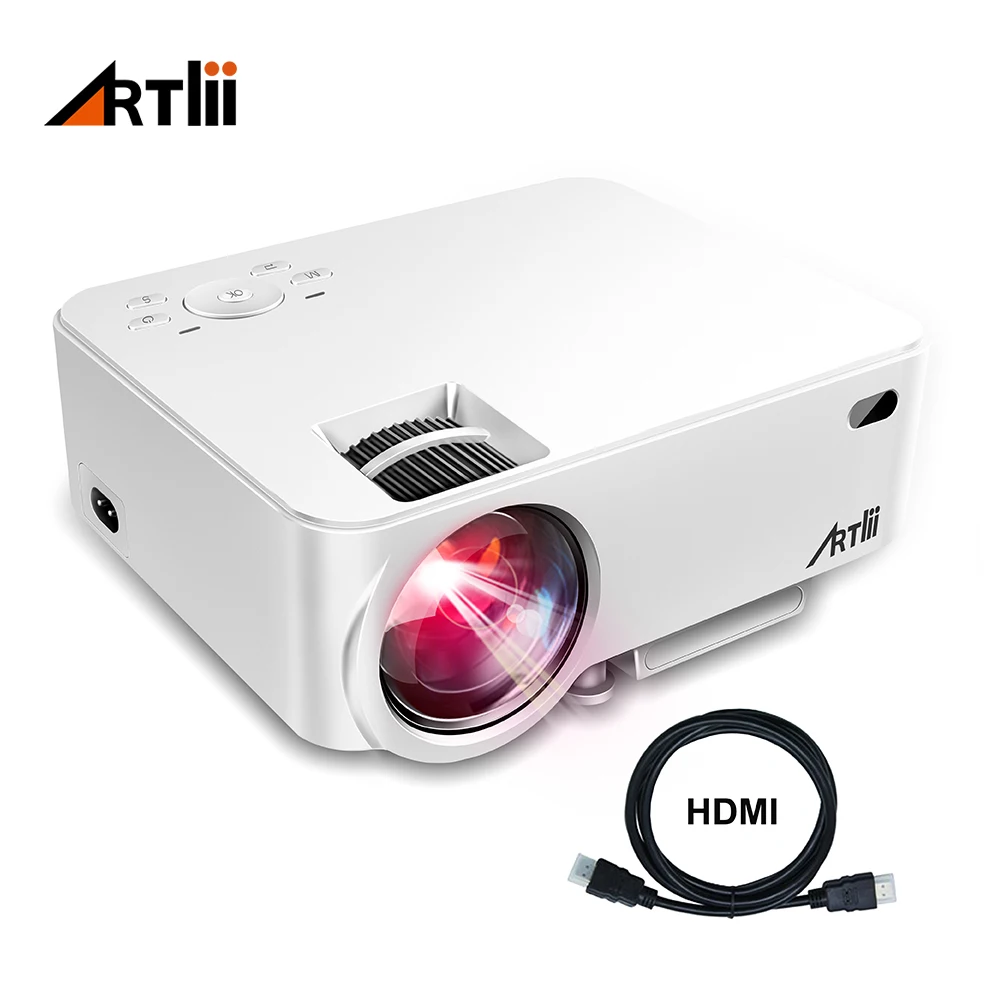 Artlii Mini Portable Project Home Theater Video Projector Support 1080P LCD To Watch Sports Matches or Movie For Family or Party