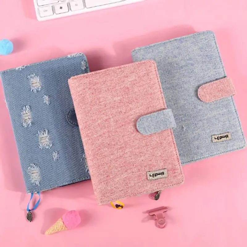 

Simple Retro Fabric Hardcover Notebook Thicken Handbook Creative Plain Diary Book Notepad Magnetic Buckle Cartoon Bookmark Belt