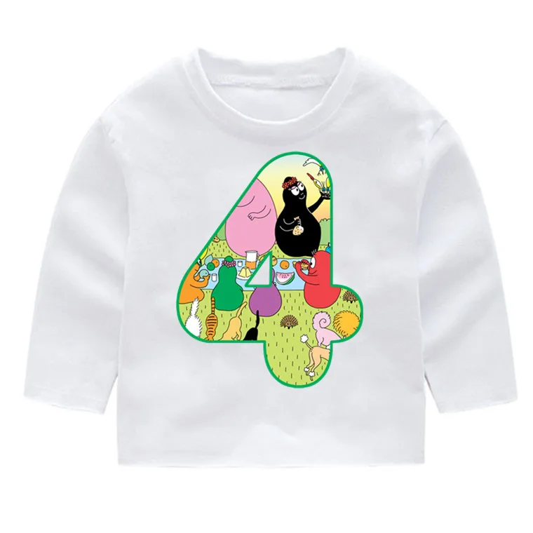 Barbapapa/футболки с длинными рукавами для дня рождения с номером детские осенние Топы с длинными рукавами, кофта с капюшоном для маленьких девочек - Цвет: P408-4