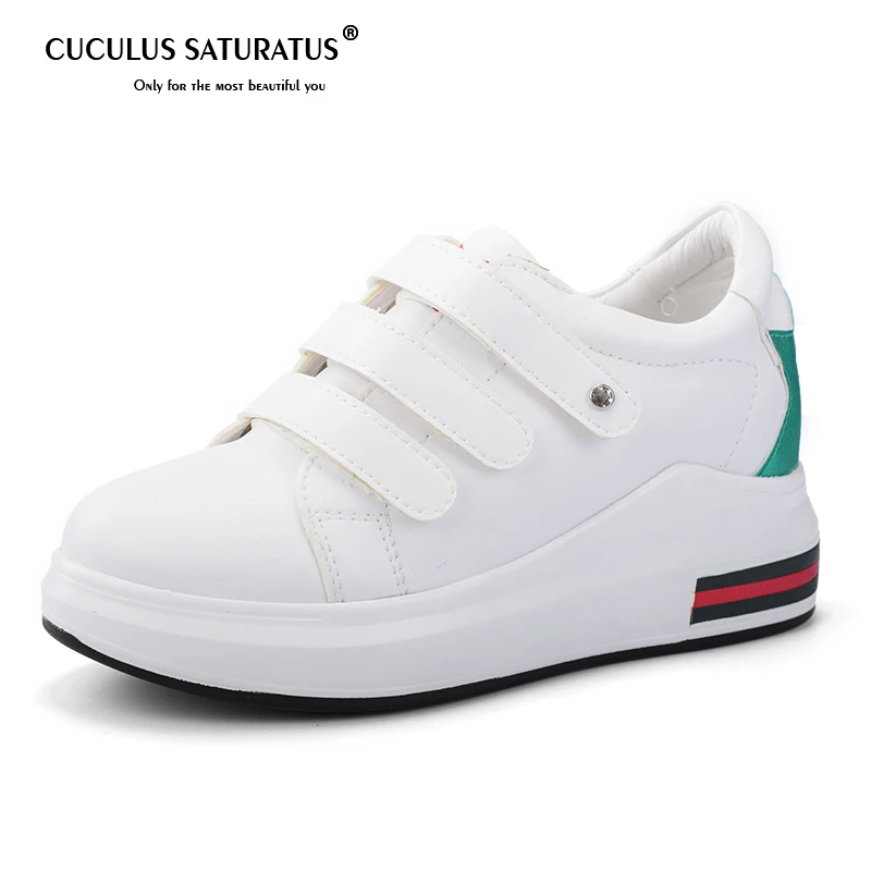 

Cuculus 2019 Women White Sneakers Shoes Genuine Leather Round Toe Platform Flats Shoes For Women Flat Creepers Shoes 582