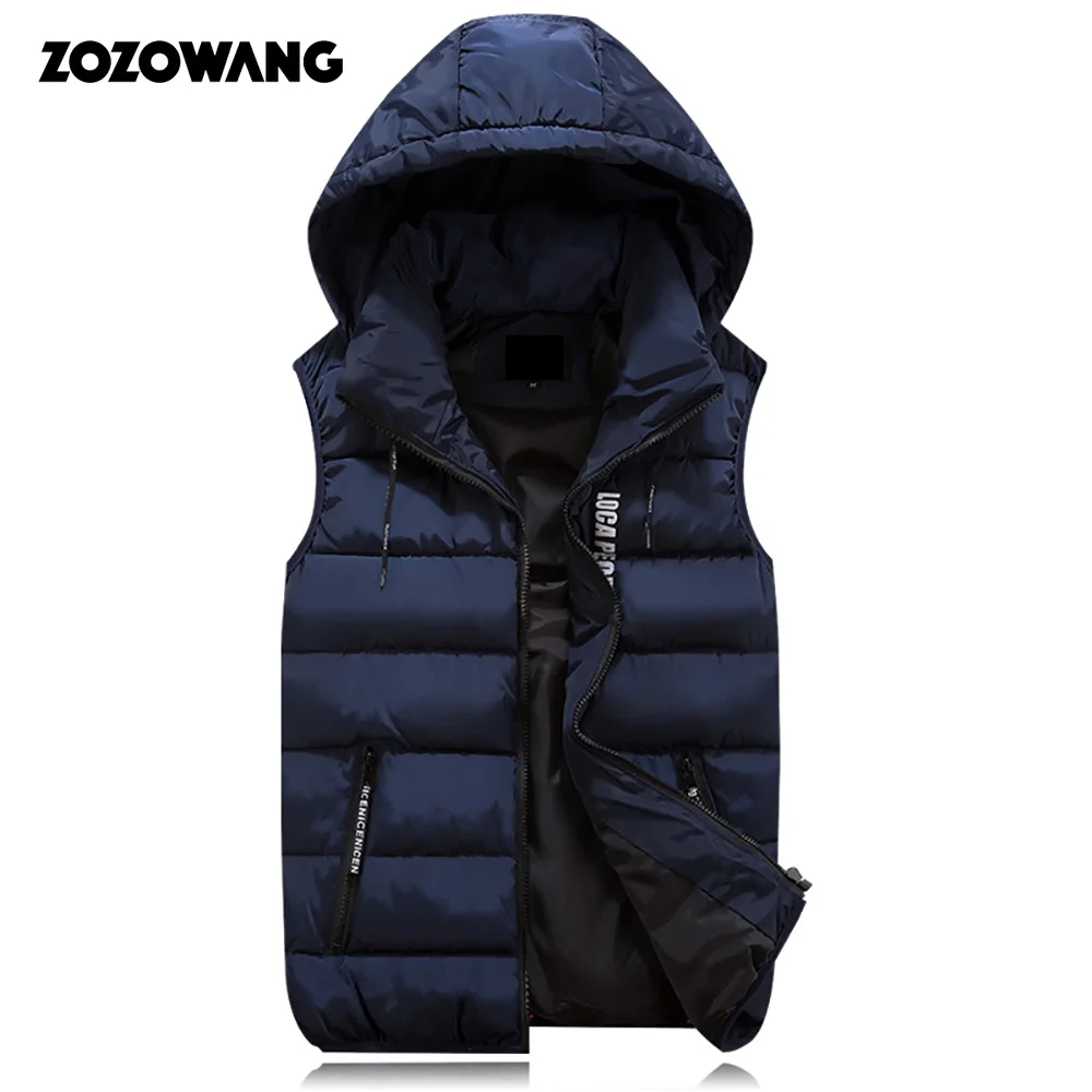

ZOZOWANG New Autumn Sleeveless Hooded Male Jacket for Men Warm Winter Vest Light Plus Size Mens Work Vests XS-4XL Waistcoat