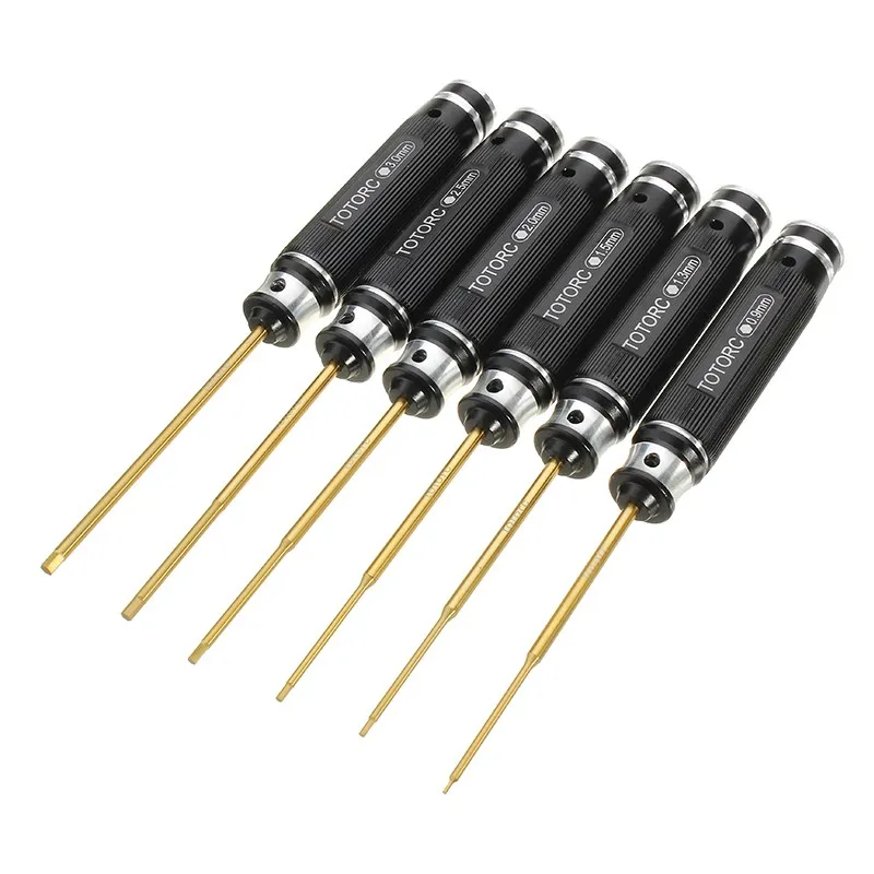 

6Pcs TOTORC HSS Titanium Hex Screwdriver 0.9/1.3/1.5/2.0/2.5/3 Tool Set for RC Model Drones FPV Quadcopter Helicopter Repair