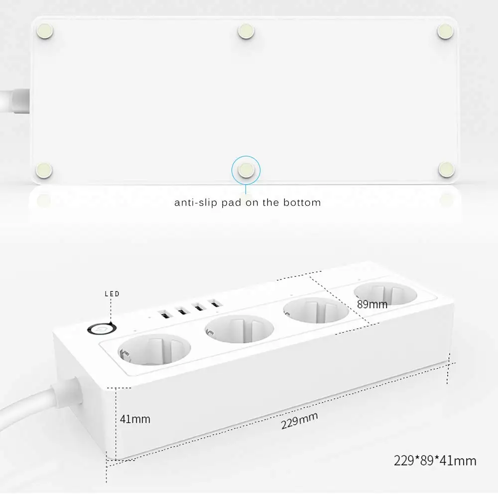 Wifi смарт-сетевой фильтр EU штекер множественное гнездо питания 4 USB порта Голосовое управление работа Alexa Google IFTTT Smart life