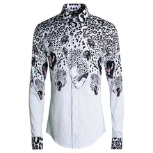 Новое поступление, модные мужские рубашки с леопардовым принтом и бантом, модные повседневные мужские рубашки с длинными рукавами, большие размеры M, LXL, 2XL, 3XL, 4XL