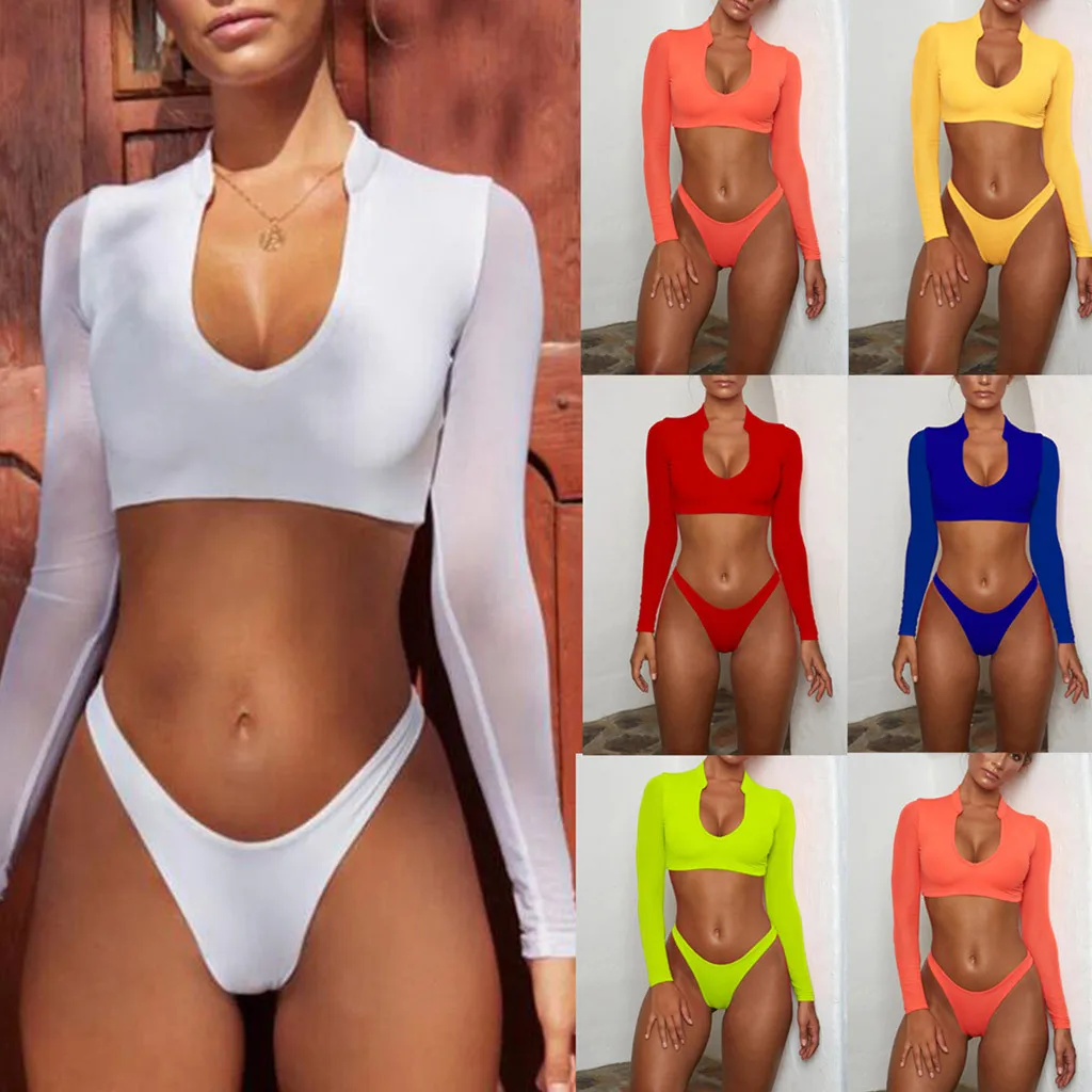 

Bikinis 2019 mujer Women Sport Bikini Set Mesh Push-Up Padded Swimwear Bathing Swimsuit Beachwear Cover-ups stroje kapielowe