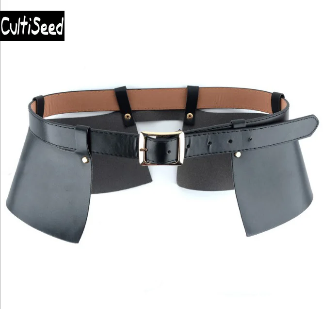 Cheap European Female Decorative Imitation PU Leather Wide Waistbands Belt Lady Black Wide Cummerbunds Apparel Accessories