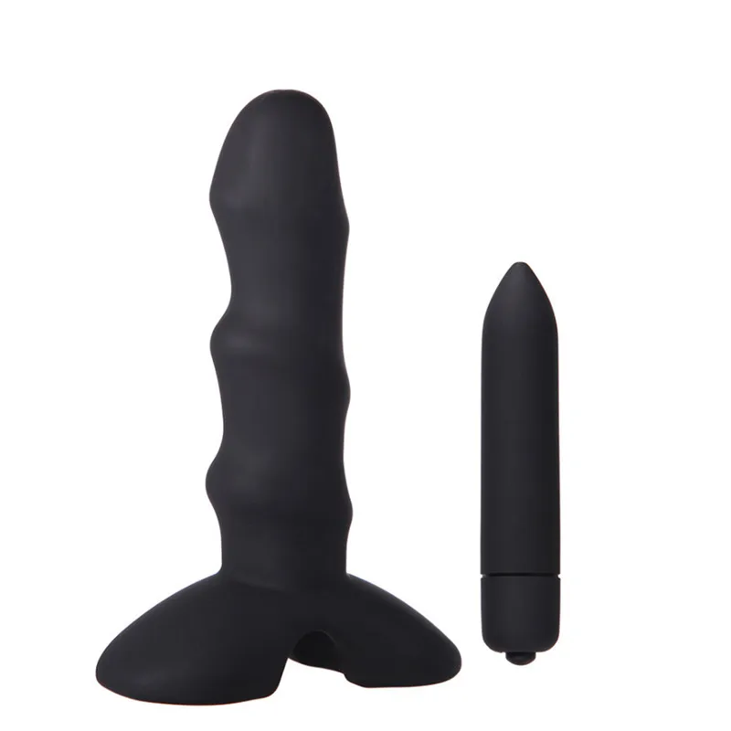 Silicone Vibrating Butt Plug Anal Bullet Vibrator font b Dildo b font Sex Toy HT050
