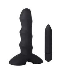Silicone Vibrating Butt Plug Anal Bullet Vibrator font b Dildo b font Sex Toy HT050