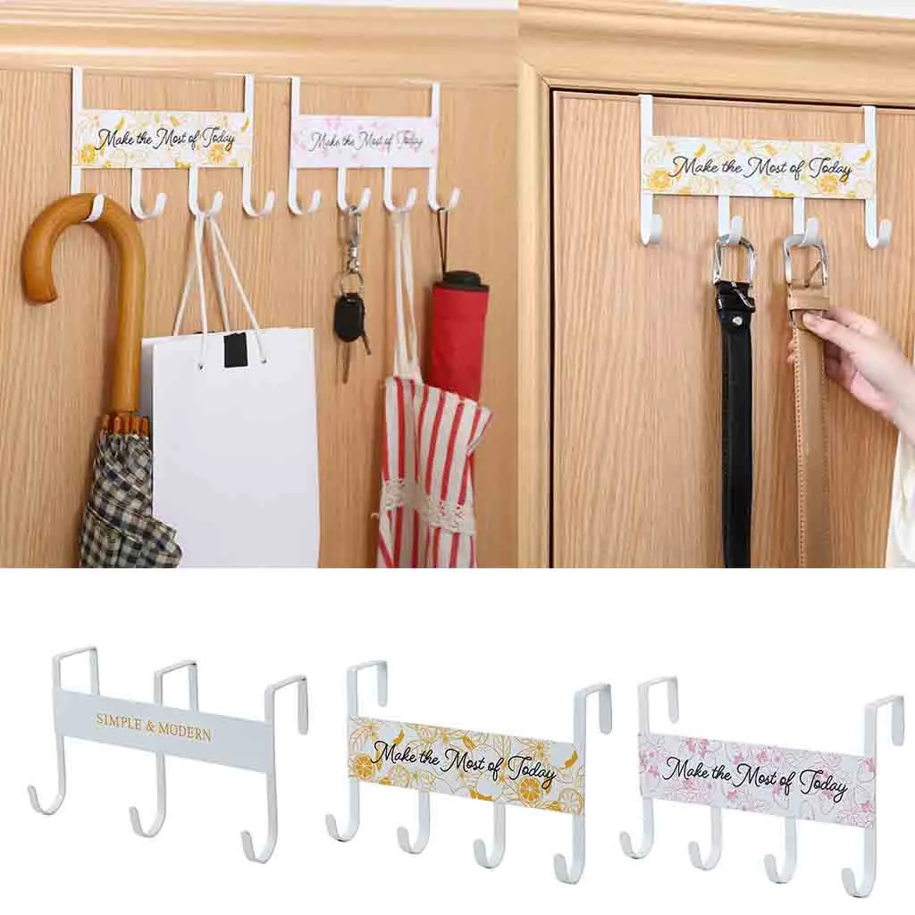 

Over-The-Door Hook Rack Metal Hooks Hanger Storage Holder Hanging Coat Hat Storage Racks Wardrobe