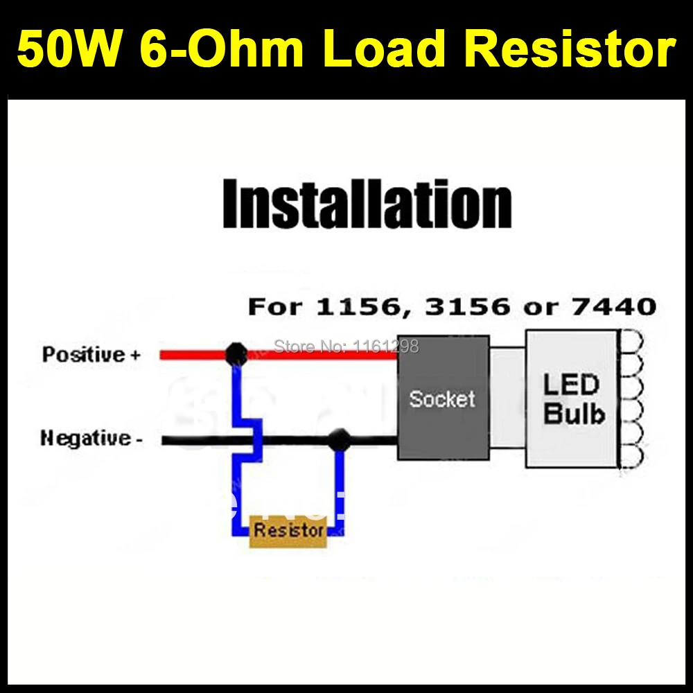 2x 50 Watt 6ohm 1156 3157 7443 1157 Turn Signal Lights Relay Kit Load Resistors