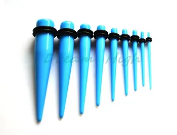 

New Arrival Free Shipping Colour Ear Taper Stretcher Plug Earring Stretching Expander Expanding Kit Set 1.6-10mm Blue Body Jewel