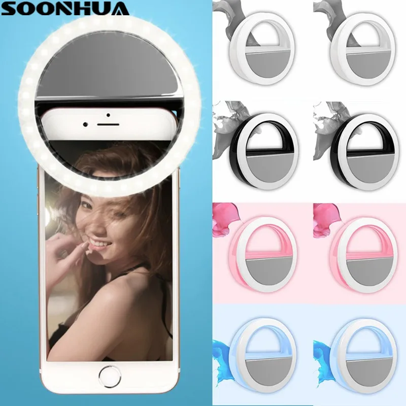 

Universal USB Rechargeable Portable Selfie LED Ring Fill Light Clip Camera Supplementary For iPhone Samaung Xiaomi