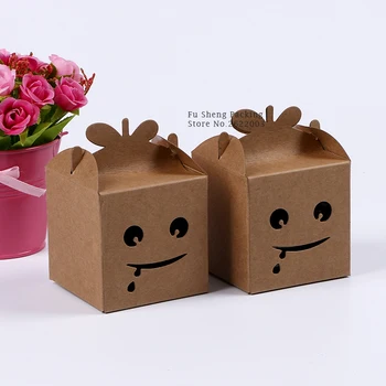 

7*7*7CM Brown paper Cookie cake Packaging Box open hold for Candy Biscuit Chocolate Paper Carton cardboard gift box