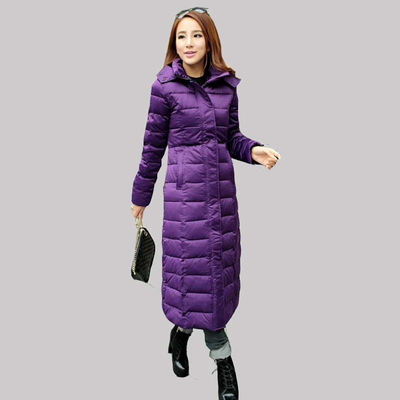 Duck Down Jacket Slim Genuine Long Winter Coat Plus Size Women Over
