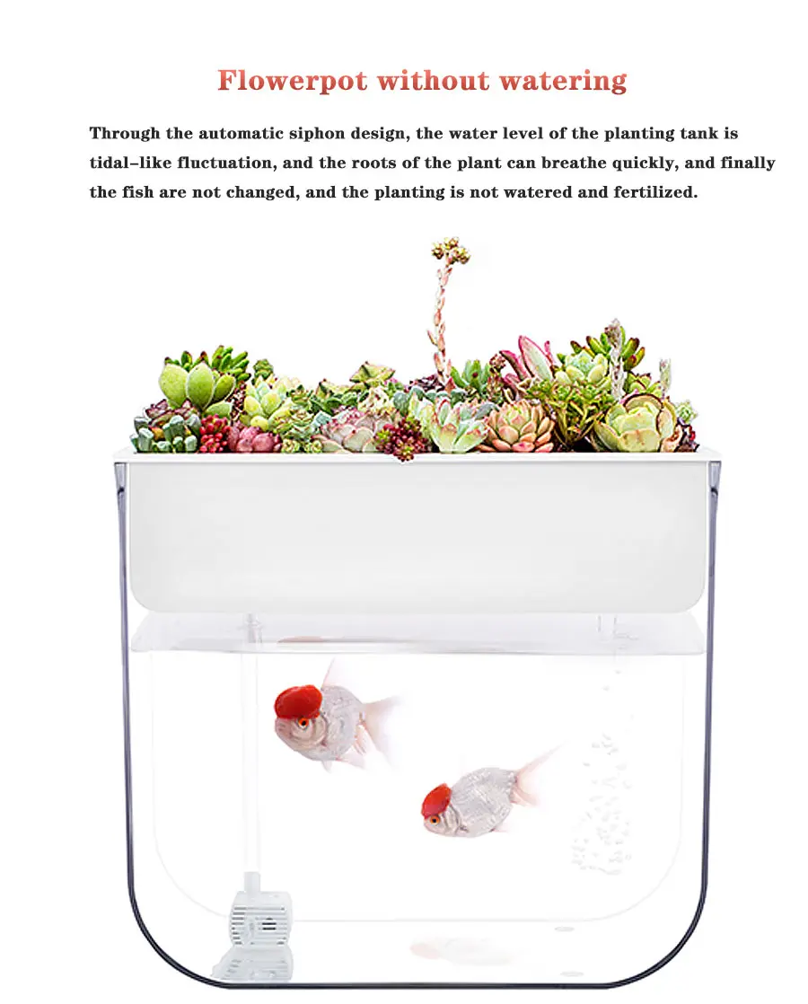 Крытая рыба растительный симбиоз посадка автоматический полив цветочный горшок аквариумный бак кислородный насос бесзагрязняющий контейнер для рыбы