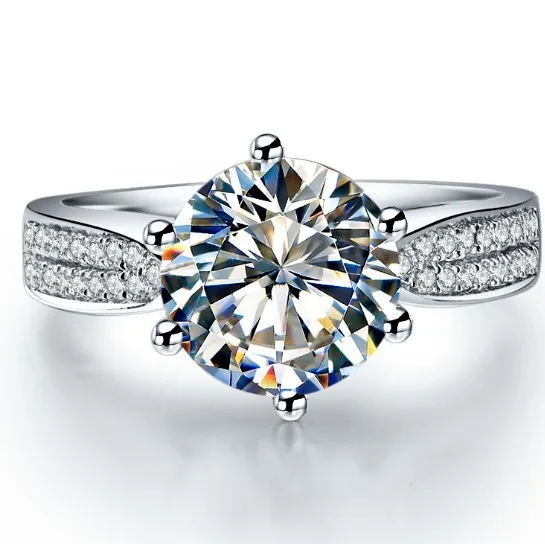 

Обручальное кольцо с муассанитом D VVS1, ювелирное изделие из белого золота 14 к с бриллиантом с яркой превосходной огранкой, 3 карата