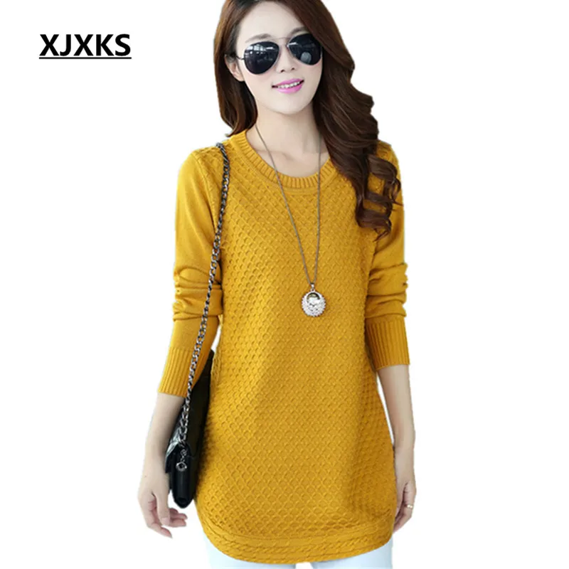 

New 2019 Autumn winter sweater plus size long section Korean style loose plus size pullover sweater knitted wool vetement femme