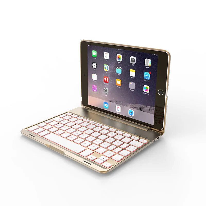 Ультратонкая фольга чехол для iPad mini 1/2/3 ПУ+ Алюминий раскладушка Bluetooth клавиатуры Smart Auto Sleep чехол для планшета Coque - Цвет: gold