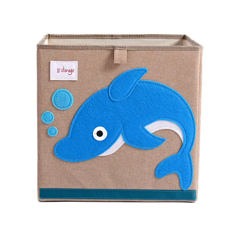 ONEUP Горячая 3d вышивка мультфильм животное складной ящик для хранения игрушки органайзер ящик Органайзер для хранения нижнего белья коробки держатель коробка - Цвет: Dolphin