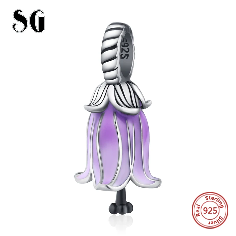 SG Hot sale 925 sterling silver Purple flowers beads fit original pandora bracelet charms diy fine jewelry making for girls gift SG Hot sale 925 sterling silver Purple flowers beads fit original pandora bracelet charms diy fine jewelry making for girls gift