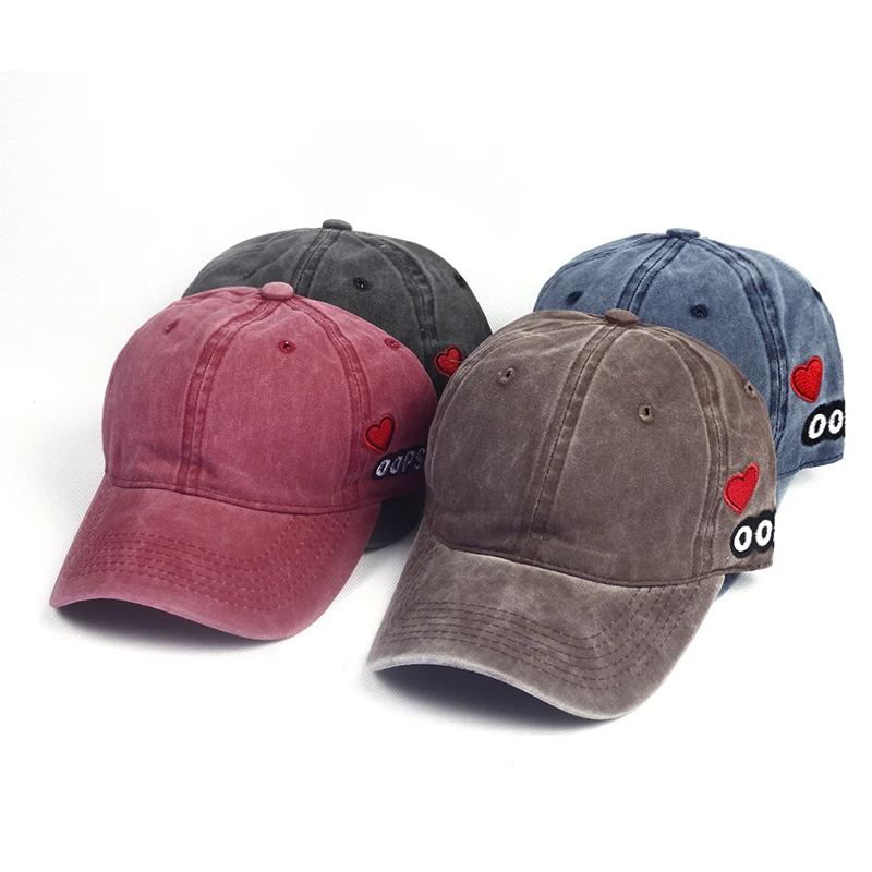 

2017 New Style Heavy Washed Denim Opps Lover Baseball Caps Men Women Lovers Adjustable Active Casual Jeans Wear Hat