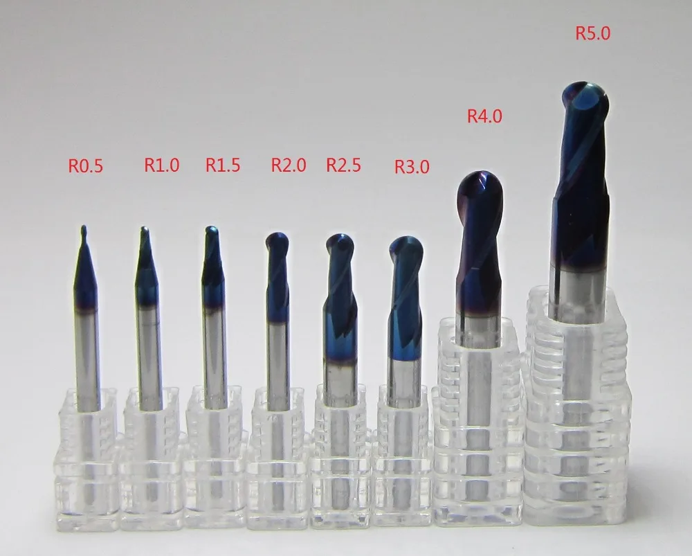 1MM HRC68 4 Flutes Nanoscale Blue Tungsten Carbide End Mill CNC Tool 50MM Length