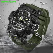 SANDA relógio militar à prova d’ água esportes relógios LED digital watch top marca de luxo relógio dos homens camping mergulho relogio masculino