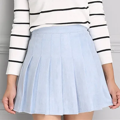 Осень Высокая Талия плиссированная Лолита Юбки формы А девочек Harajuku Джинсовые юбки в морском стиле мини-юбка японская школьная юбка форма - Цвет: Lan