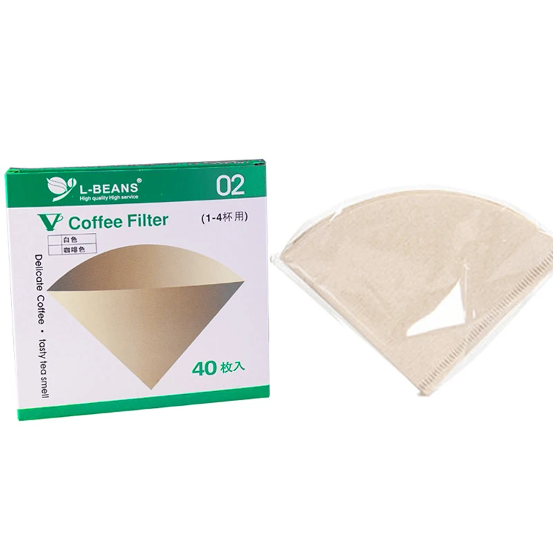 Paper Filter 40Pcs Cone-Shape Coffee Filter Disposable Paper Filter Natural Unbleached Drip Filter Original Wooden Drip Paper Suitable for Coffee Machines Coffee Cup Coffee Cones V01