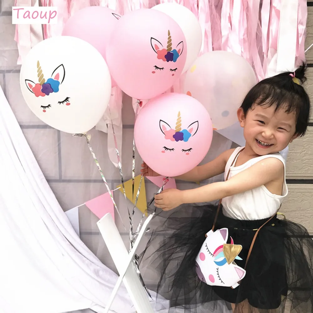 

TAOUP Children's Happy Birthday Balloon Unicornio Party Decor Unicorn Balloons Round Ballons Accessories Balons Baby Shower Girl