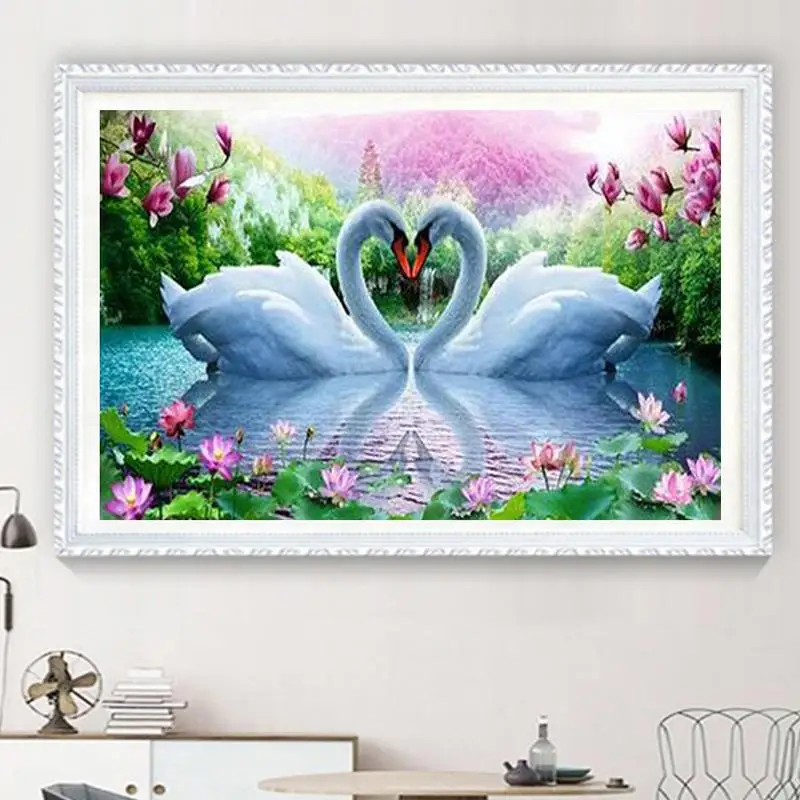 

5D DIY Diamond Painting Swan Scenery Round Cross Stitch Diamond Embroidery Patterns Rhinestones Needlework Home Decor Gift