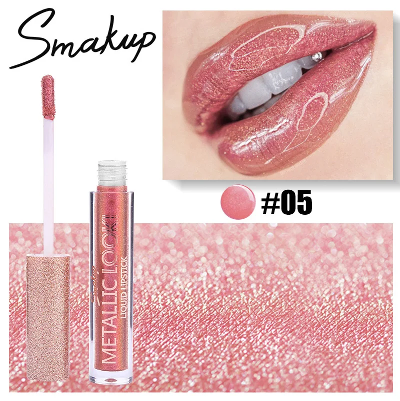 Smakup 8 Colors Shimmer Liquid Lipstick Long-lasting Moisuturzer Glitter Flip Lipgloss Sparkly Makeup Cosmetics Make Up Beauty