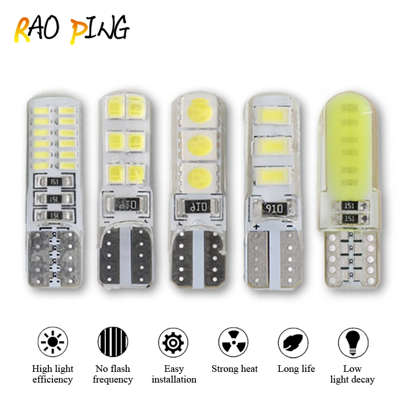 

Raoping Led T10 10pcs W5W 1210 5730 5050 COB SMD W5W Led Canbus T10 Led Canbus Car White Blue Ice-Blue Dome Light Interior Auto