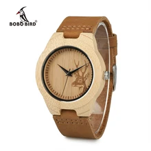 BOBO BIRD V F29 Ladies Bamboo Wooden Watches Deer Head Engraving Design Quartz Wristwatch horloges vrouwen