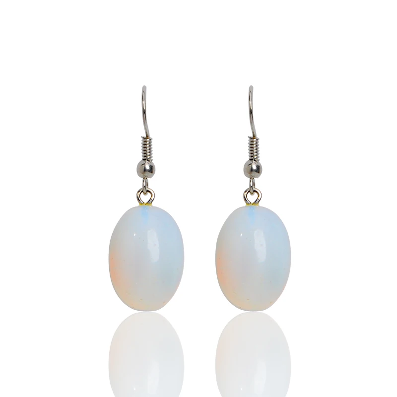 

Natural Stone Opal Earrings Light Blue Round Beads Pendants Dangle Earring Fashion Jewelry Crystal Drop Earrings For Women