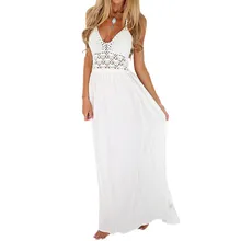 Women Summer Beach font b Dress b font Sexy Backless Haltern Crochet Lace font b Dress