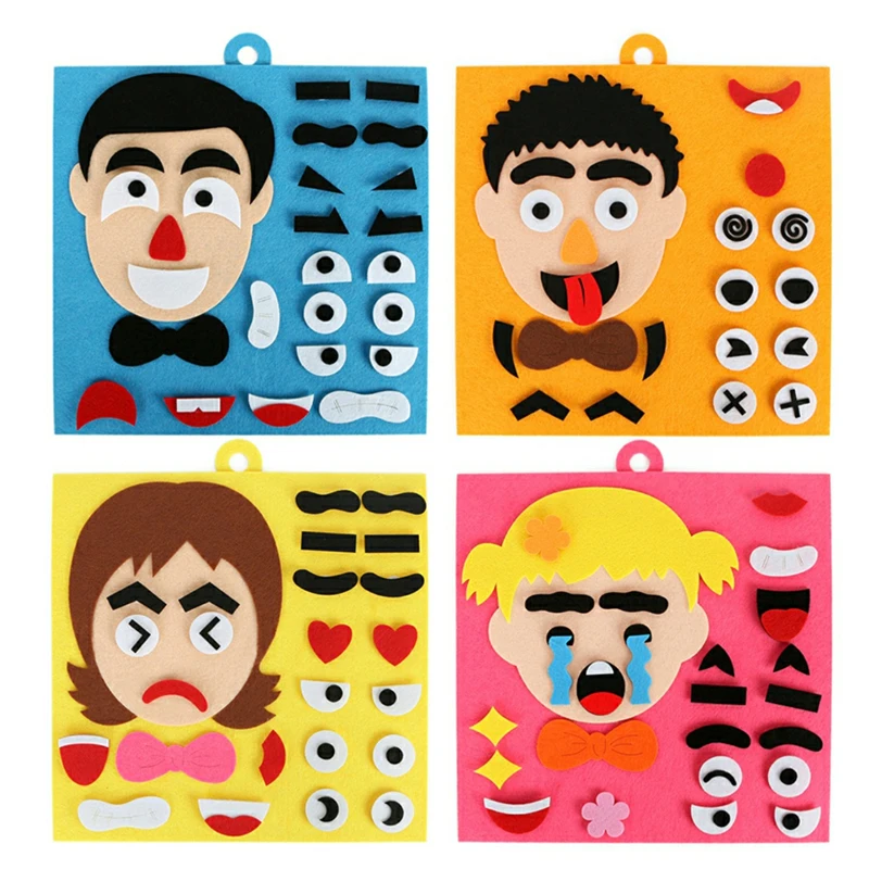 

One Set 3D Puzzles Facial Features DIY Assemb Jigsaw Educational Toys for Children Recognition Train Parent and Kids Interactive